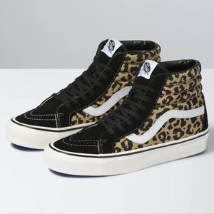 Vans Sk8-Hi 38 DX Anaheim Factory Black/Tan Leopard Sneakers NEW Size W7 M5.5